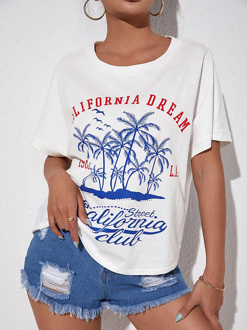 Футболка женская с принтом  42 Белая 2664082093 Днепр - изображение 1