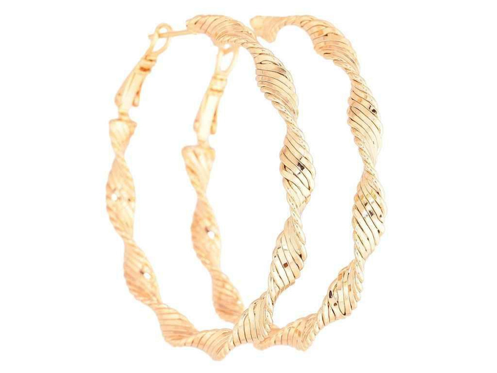 Серьги Позолота 18K кольца конго «Декоративный узор» ø 5см 270587 ТМ XUPING Киев - изображение 1