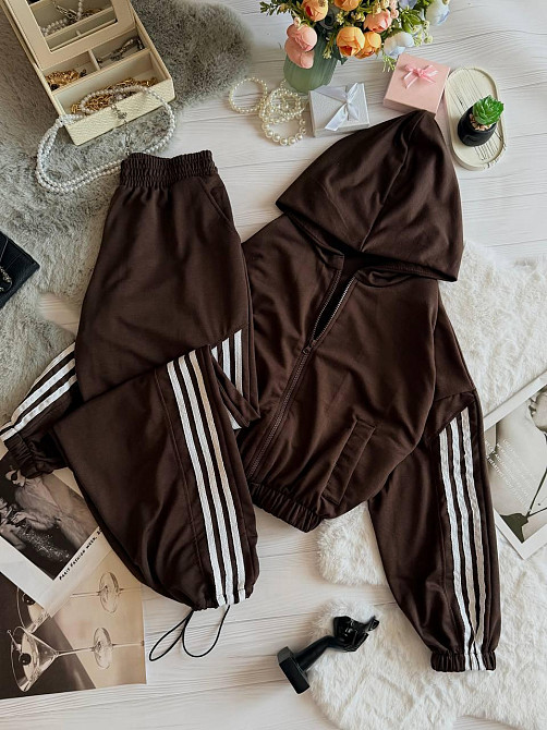 Женский стильный повседневный костюм двойка качественная двунить Шоколад, 46/48 Одесса - изображение 7