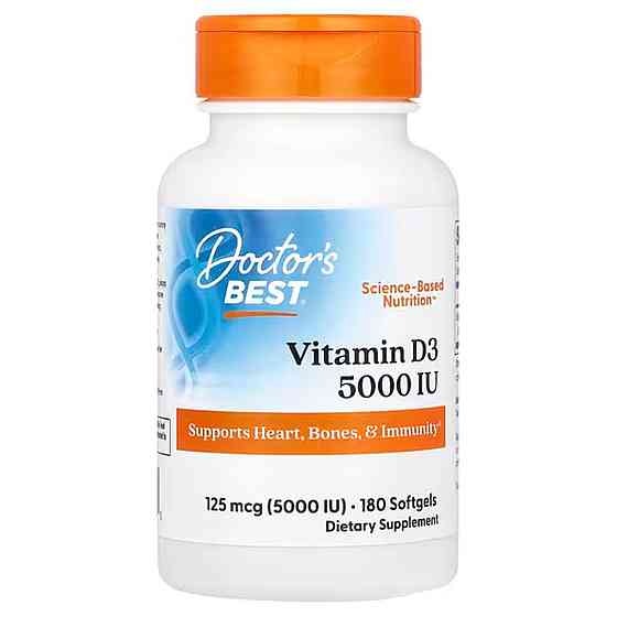 Витамин Д3, Vitamin D3, Doctor's Best, 125 мкг (5000 МЕ), 180 капсул Киев