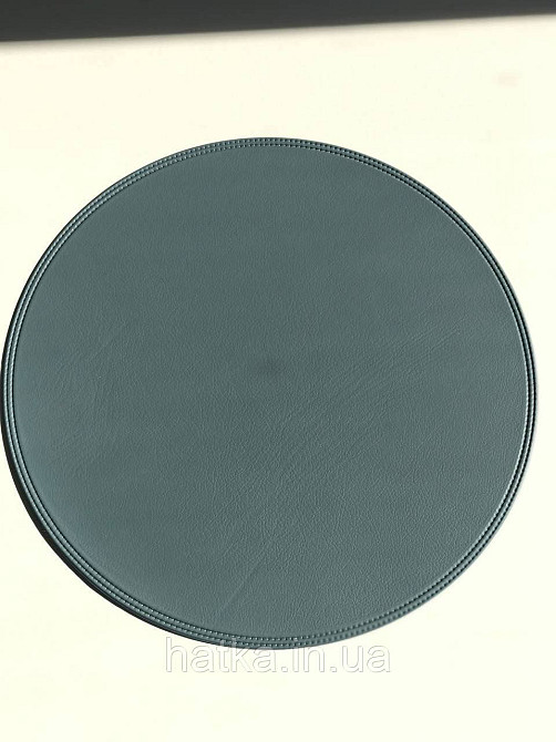 Серветка під тарілку підтарильник PU шкіра 38 см "Панкейк" кругла блакитна для дому та ресторану Київ - фото 1