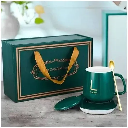 Чашка керамическая на подставке с подогревом в подарочной упаковке, в комплекте ложка и кабель для зарядки Одесса - изображение 2