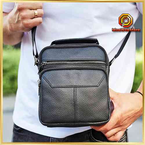 Чоловіча чорна сумка через плече, чоловіча сумка планшет, чорна чоловіча барсетка через плече Tiding Bag A25F-1519A Київ