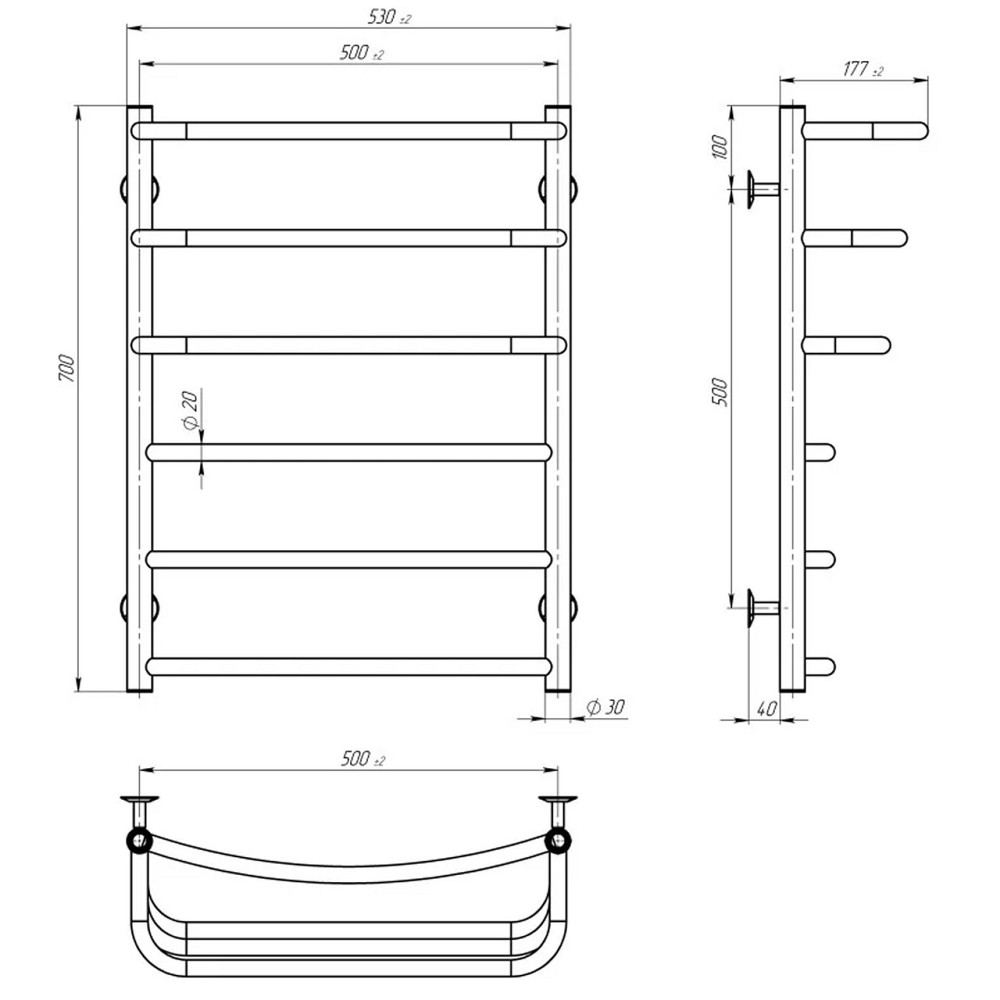 Полотенцесушитель UNIO LKD ЕU 700-500-6 Лесенка Каскад Дуга электро (000029426) Киев - изображение 5