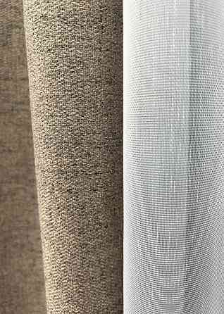 Комплект штор VR-Textil TWEED_V 200х270 2шт и Тюль 600х270 1912ш-1153т Капучино с белым 71-143/7 Киев