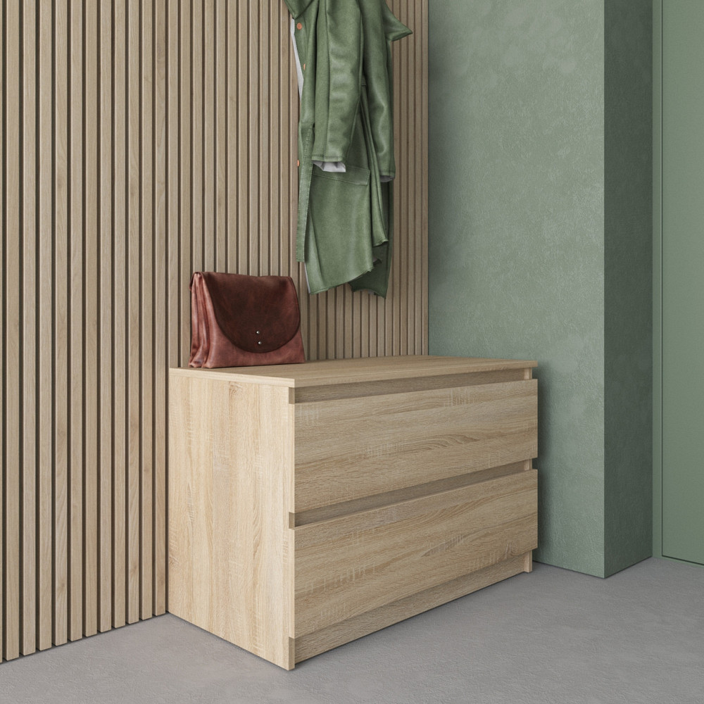 Комод VAYS R-19 Дуб Сонома, 2 шухляди без ручок, ЛДСП, 80×40×53 см - для передпокою, спальні, вітальні Львів - фото 1