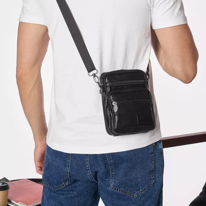 Сумка для документов для работы, Сумки-мессенджеры почтальонки, Мужска черная сумка MX-75 Львов - изображение 1