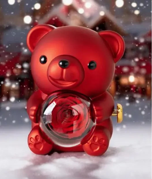 Gemei Вращающаяся шкатулка-медведь с розой в колбе Коломыя - изображение 3