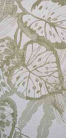 Шпалери вінілові на флізеліні метрові Rasch Novella 1,06х10 квіти листя гілки акварель матові зелені салатові на білому Київ