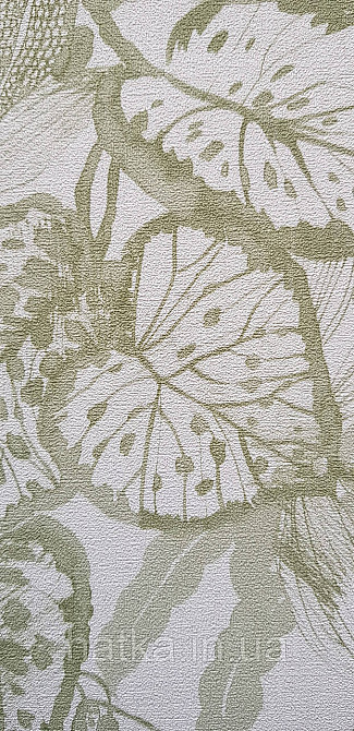 Шпалери вінілові на флізеліні метрові Rasch Novella 1,06х10 квіти листя гілки акварель матові зелені салатові на білому Київ - фото 3