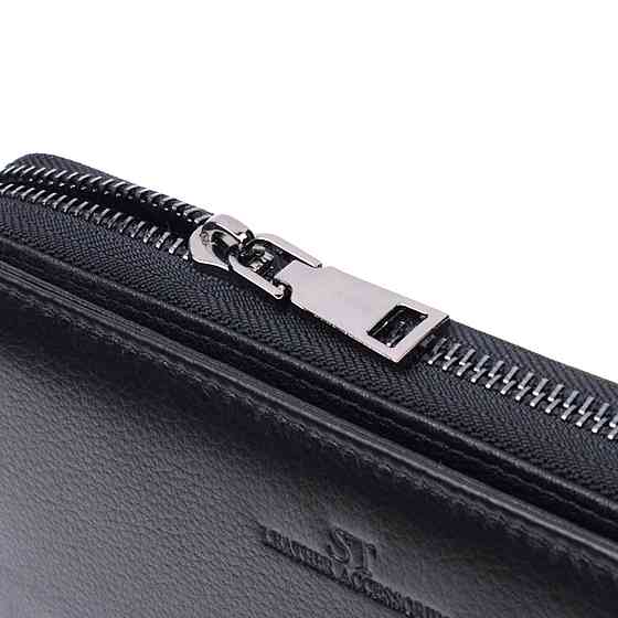Чоловічий клатч із блоком для карт з натуральної шкіри ST Leather 22694 Чорний Київ