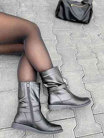 Напівчоботи жіночі ЭММА 01 чорні (весна-осінь, шкіра натуральна) (2629) 40 Коломия