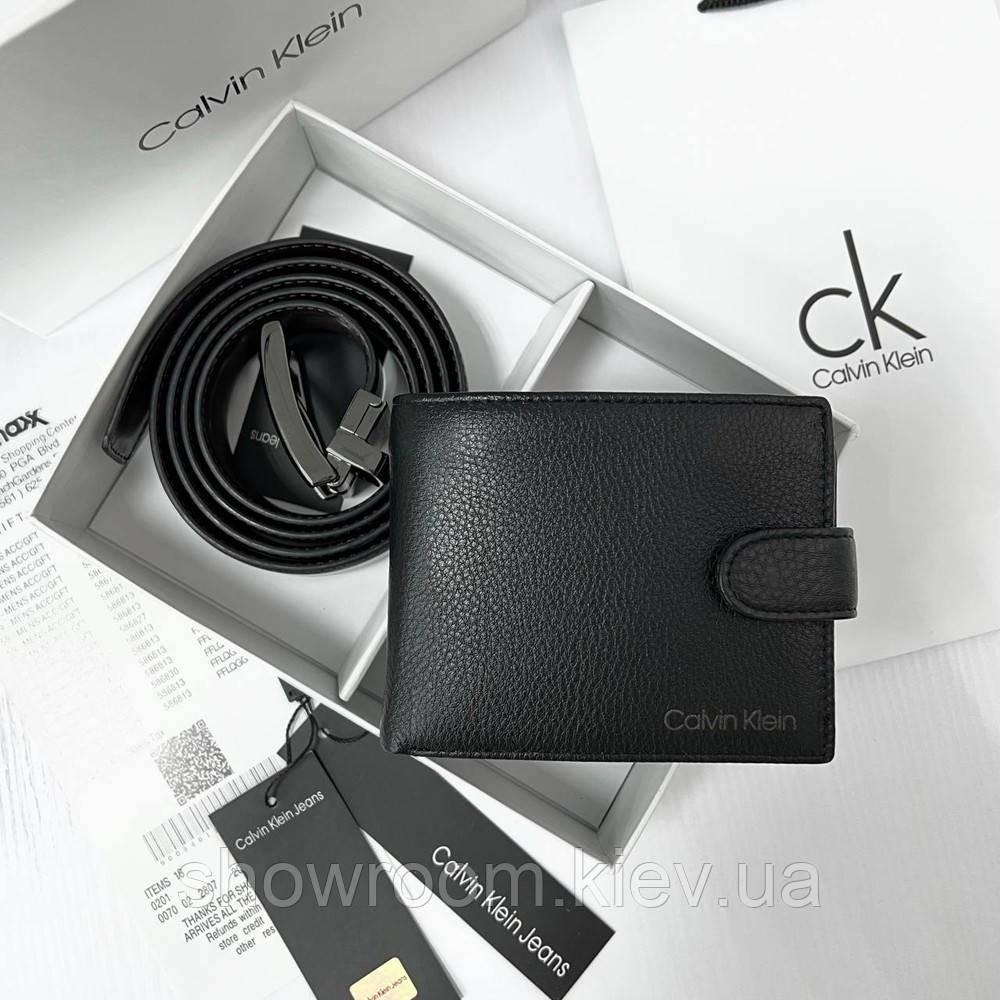 Мужской подарочный набор ремень и портмоне Ck (497) Киев - изображение 1
