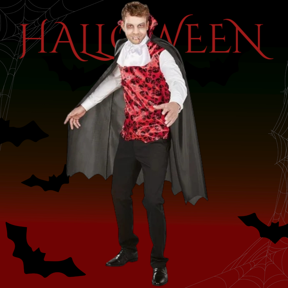 Чоловічий костюм Вампір для вечірки на Хелловін жилетка та плащ розмір М 48-50 чорний Київ - фото 7