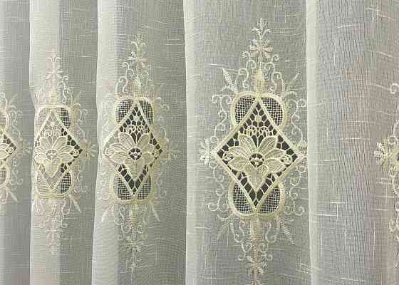 Тюль VR-Textil 1804т Лен с кружевом Кремовый 300х270 см (40-106) Киев
