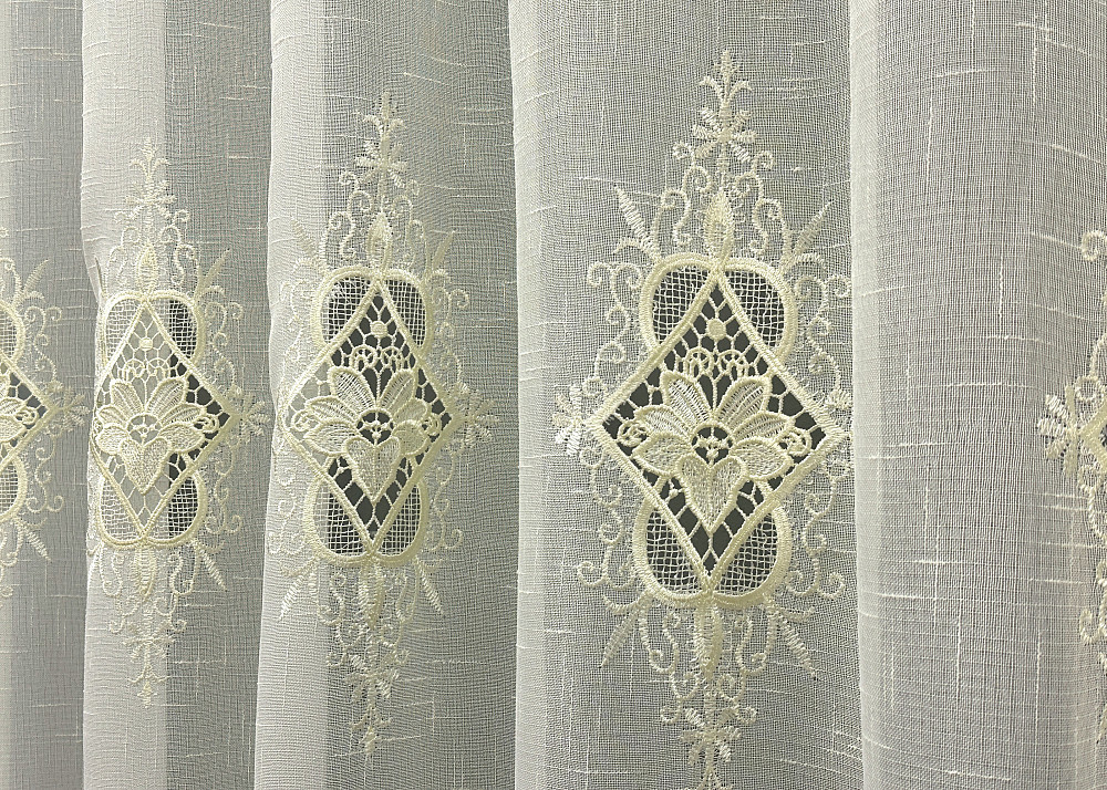 Тюль VR-Textil 1804т Лен с кружевом Кремовый 300х270 см (40-106) Киев - изображение 5