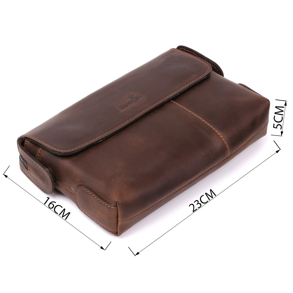 Мужской клатч SHVIGEL 11085 кожаный Коричневый Киев - изображение 3