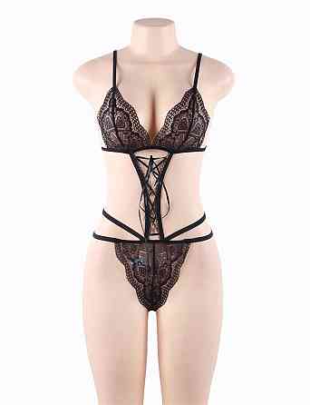 Комплект прозрачного кружевного белья Star Night Sheer Lace Teddy, черный XS-S Sex Aura Киев