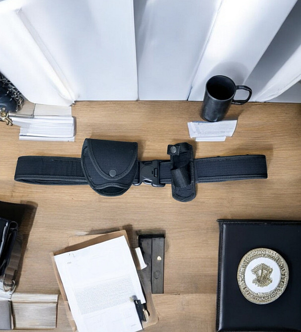 Набір поліцейського чорний ремень-підсумок для кийків та наручників Одеса - фото 5