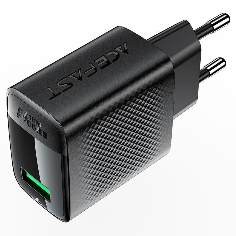 Сетевое зарядное устройство ACEFAST A90 QC18W GaN single USB-A charger (EU) Black Одесса - изображение 4
