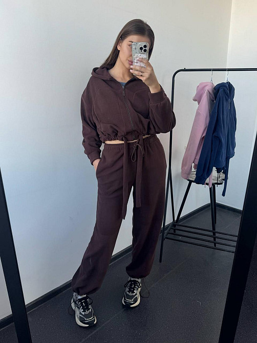 Жіночий теплий прогулянковий костюм двійка: худі і штани двосторонній полар фліс Одеса - фото 3