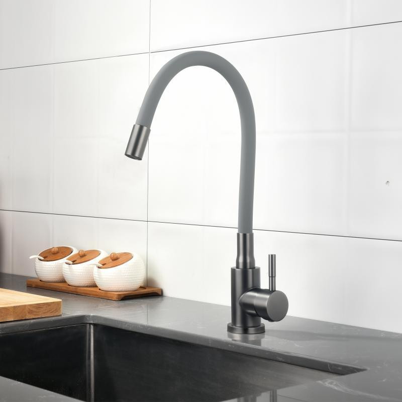 Змішувач для кухні Lidz Aria 015F3 (k35) з гнучким виливом LDARI015F3GGRP49565 графіт/сірий Київ - фото 9