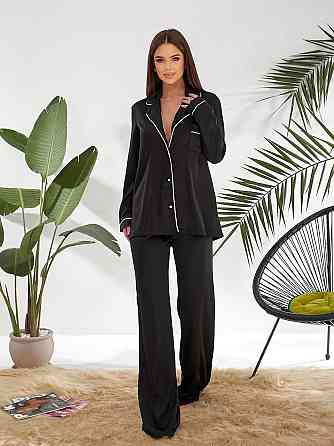 Жіноча бозова домашня піжама шовк армані Чорний, 46/48 Одеса