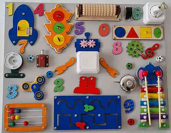 Бізіборд Розвивальна дошка 40х50 Розвивальна дошка для дітей Іграшки від 6 місяців для розвитку дрібної моторики Київ