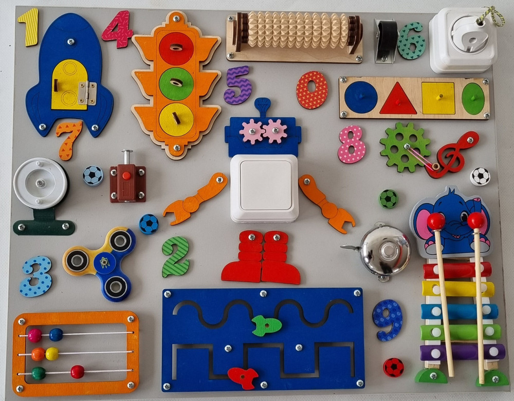 Бізіборд Розвивальна дошка 40х50 Розвивальна дошка для дітей Іграшки від 6 місяців для розвитку дрібної моторики Тернопіль - фото 5