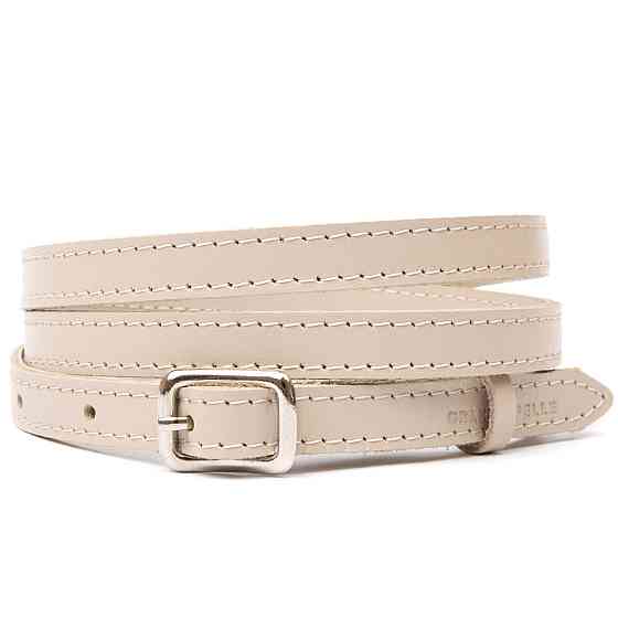 Тонкий женский кожаный ремень GRANDE PELLE 11444 Бежевый Киев