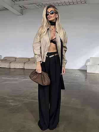 Женские базовые брюки палаццо костюмка 46/48, Черный Одесса