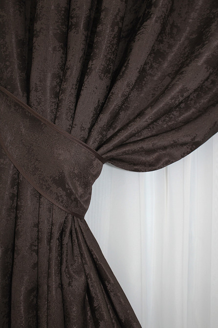 Комплект готових штор VR-Textil Жакард Sultan XO № 1122ш Венге 130х270 см 2 шт (39-991) Київ - фото 4