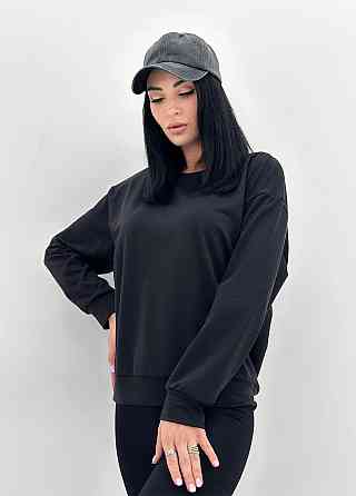 Базовий світшот з двонитки "Kaplan" оптом | Норма і батал 46-48, Чорний Київ