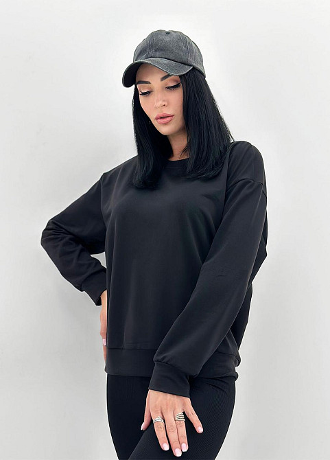 Базовий світшот з двонитки "Kaplan" оптом | Норма і батал 46-48, Чорний Київ - фото 1