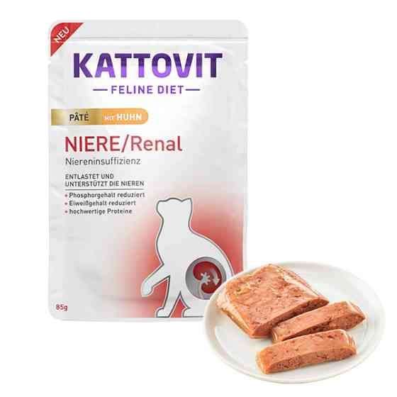 Kattovit Veterinary Niere Renal Chicken Pate КАТТОВИТ РЕНАЛ КУРИЦА паштет полнорационный влажный диетический корм для котов с заболеваниями почек, пау Киев