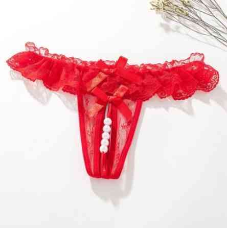 Трусики з вирізом та перлами one size червоний Київ