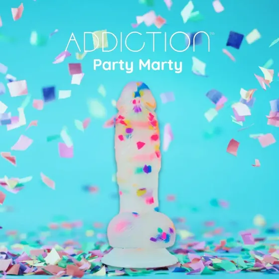 Фалоімітатор з конфетті ADDICTION - PARTY MARTY 7.5″ - FROST & CONFETTI, 19 см, силікон Львів