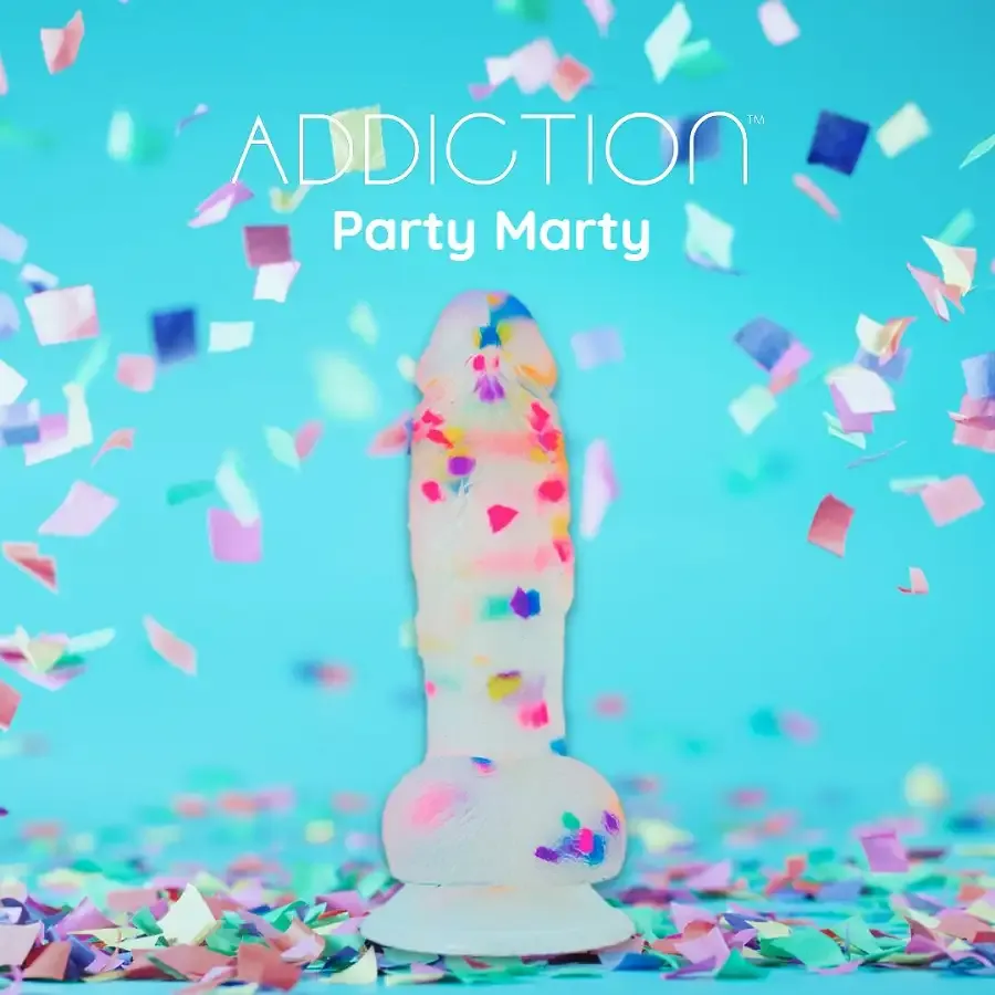 Фалоімітатор з конфетті ADDICTION - PARTY MARTY 7.5″ - FROST & CONFETTI, 19 см, силікон Львів - фото 4