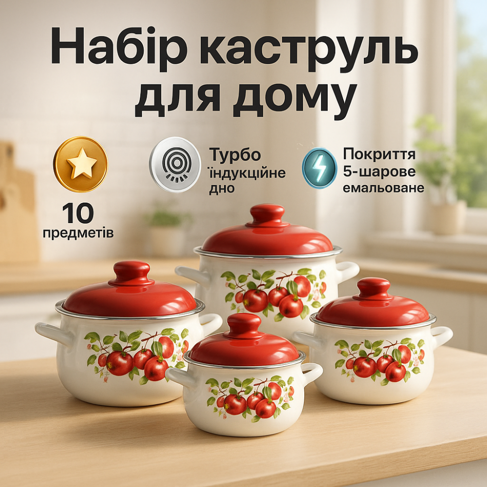 Каструлі з кришками, Набір каструль з антипригарним покриттям, Набір практичних каструль IL-39 Львів - фото 6