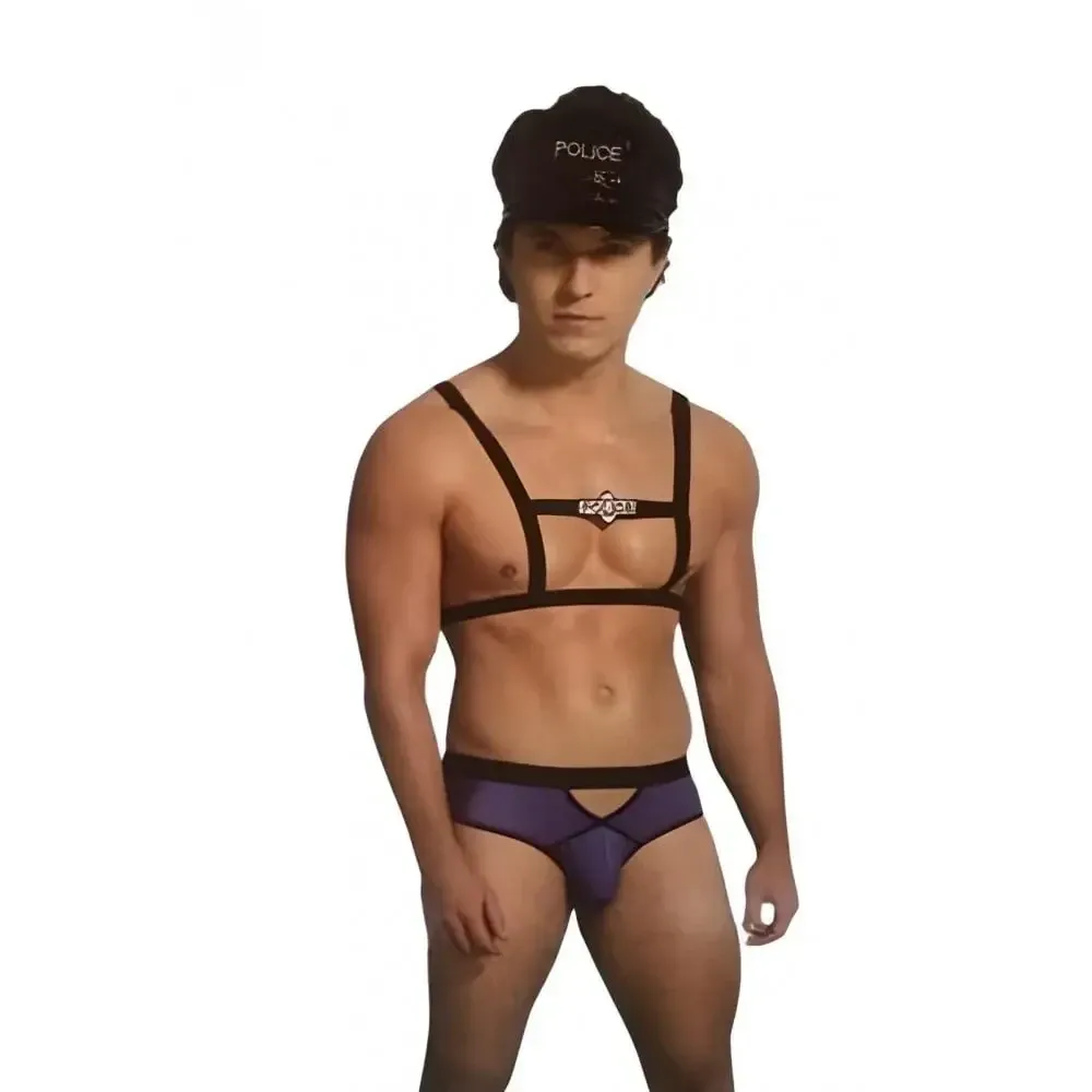 Еротичний костюм поліцейського L/XL Sunspice, чорно-синій, 3 предмети Sex Aura Київ - фото 1