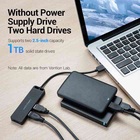 Хаб USB 2.0 -> 4xUSB 2.0, 0.15м, Black Vention Вінниця
