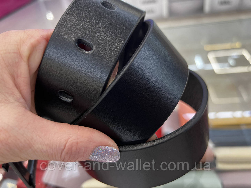 Чоловічий широкий ремінь чорного кольору з італійської шкіри 40мм PS Leather Київ - фото 7