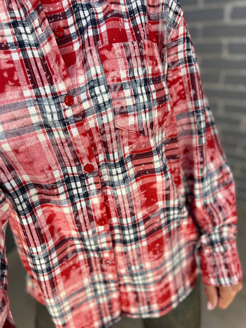 Сорочка жіноча A-N 2775 картата варена в клітинку оверсайз коттон one size, червоний, one size Київ - фото 11