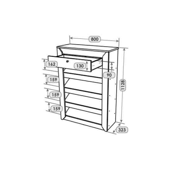Тумба для обуви Эверест Нордик-800 80х32х113 см Белый + Дуб крафт золотой (DTM-5547) Львов