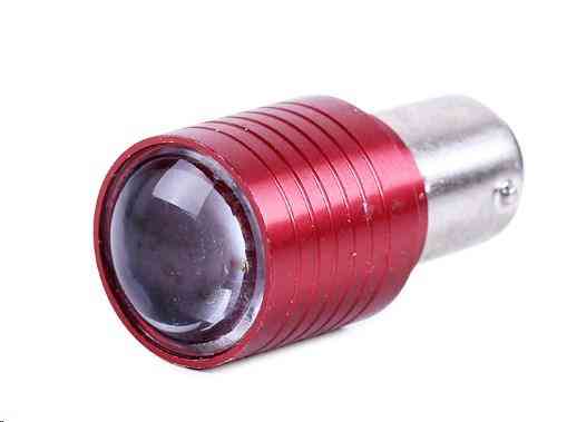 Лампа S25 (двоконтактна, діодна) 12V 5W (стоп, габарит) (червона, лінза) Мукачево