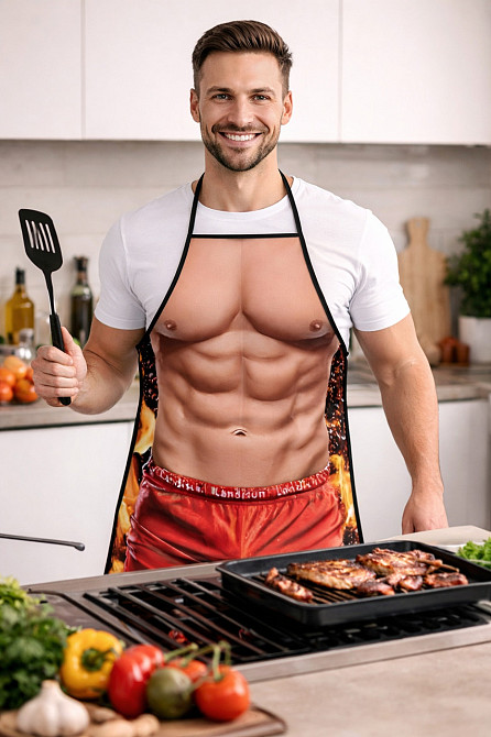 Фартук мужской с приколом Мускулистый торс 75 на 60 см разноцветный Киев - изображение 3