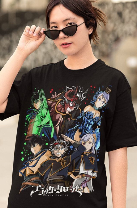 Футболка чоловіча з аніме принтом Чорна конюшина оверсайз (S/M/L) Чорний AnimeJ1032 Дніпро - фото 9