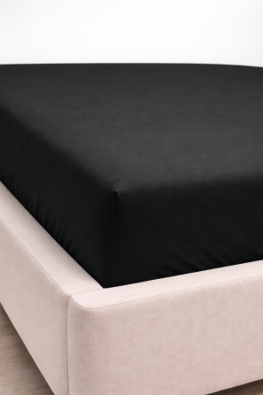 Простирадло на резинці Ecotton 90х200 см фланель бавовняне Black чорного кольору Коломыя