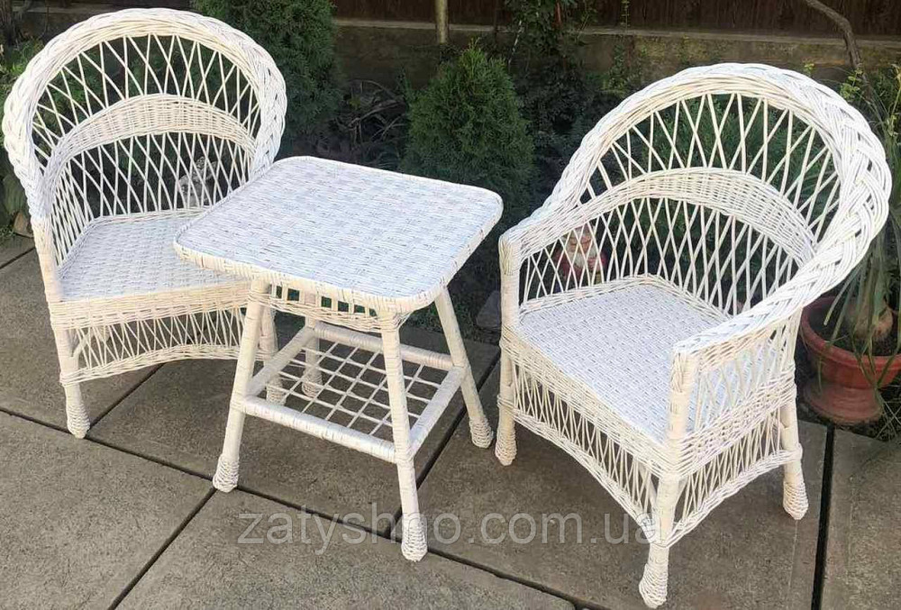 Белая мебель с 2 креслами |Мебель из лозы  белая |мебель плетеная белая со столом журнальным Киев - изображение 4