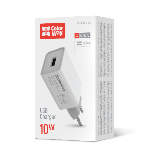 Зарядний пристрій мережевий USB 2,0A 10W білий ColorWay CW-CHS012-WT Житомир